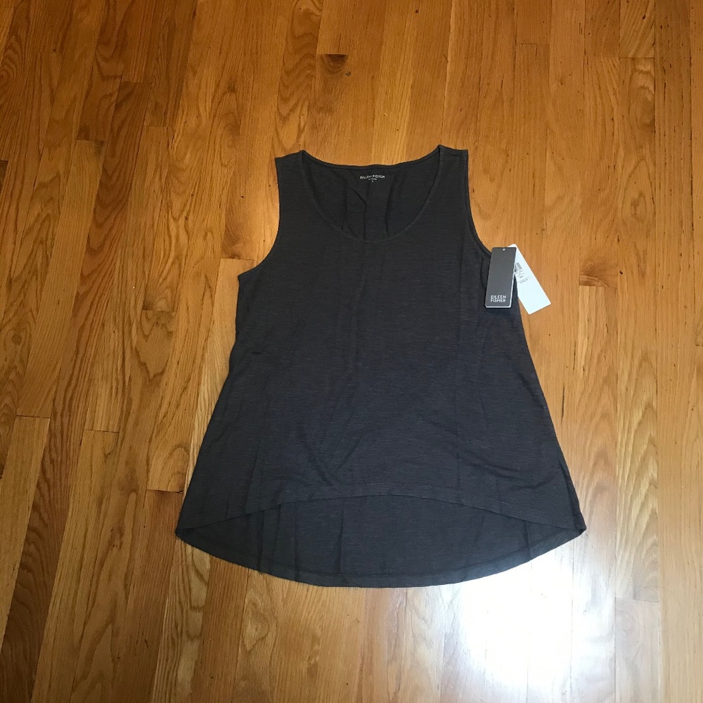 EILEEN FISHER GRAY U-NECK TANK, SIZE SMALL